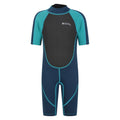 Teal - Front - Mountain Warehouse Childrens-Kids Contrast Panel Wetsuit