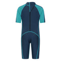 Teal - Back - Mountain Warehouse Childrens-Kids Contrast Panel Wetsuit