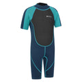 Teal - Lifestyle - Mountain Warehouse Childrens-Kids Contrast Panel Wetsuit