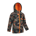 Dark Khaki - Side - Mountain Warehouse Childrens-Kids Exodus II Camo Water Resistant Soft Shell Jacket