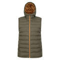 Dark Khaki - Front - Mountain Warehouse Mens Seasons Hooded Padded Gilet