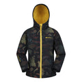 Black - Front - Mountain Warehouse Childrens-Kids Exodus II Printed Water Resistant Soft Shell Jacket