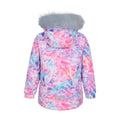 Bright Pink - Back - Mountain Warehouse Childrens-Kids Ranger Abstract Water Resistant Jacket