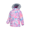 Bright Pink - Side - Mountain Warehouse Childrens-Kids Ranger Abstract Water Resistant Jacket