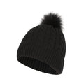 Black - Side - Mountain Warehouse Womens-Ladies Pom Pom Faux Fur Lined Beanie