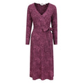 Burgundy - Front - Mountain Warehouse Womens-Ladies Santorini Floral Long-Sleeved Midi Dress