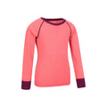 Bright Pink - Side - Mountain Warehouse Childrens-Kids Merino II Round Neck Base Layer Top