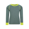 Khaki Green - Front - Mountain Warehouse Childrens-Kids Merino II Round Neck Base Layer Top