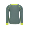 Khaki Green - Back - Mountain Warehouse Childrens-Kids Merino II Round Neck Base Layer Top