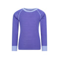 Purple - Front - Mountain Warehouse Childrens-Kids Merino II Round Neck Base Layer Top