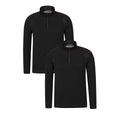 Black - Front - Mountain Warehouse Mens Merino Wool Base Layer Top (Pack of 2)