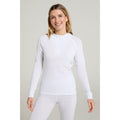 White - Front - Mountain Warehouse Womens-Ladies Talus Zip Neck Long-Sleeved Thermal Top