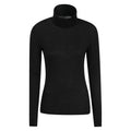 Black - Front - Mountain Warehouse Womens-Ladies Merino Wool Roll Neck Base Layer Top