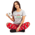 Grey-Red - Side - Friends Womens-Ladies Central Perk Pyjama Set