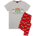 Grey-Red - Front - Friends Womens-Ladies Central Perk Pyjama Set