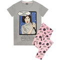 Grey-Pink - Front - Star Wars Womens-Ladies Princess Leia Pyjama Set