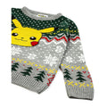 Grey-Green-Yellow - Back - Pokemon Childrens-Kids Pikachu Christmas Jumper