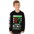 Black-Green-White - Side - Minecraft Childrens-Kids Creeper Sequins Christmas Jumper