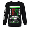 Black-Green-White - Front - Minecraft Childrens-Kids Creeper Sequins Christmas Jumper