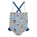 Navy-White - Back - Paw Patrol Girls Striped One Piece Swimsuit