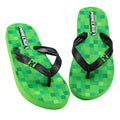 Green - Front - Minecraft Childrens-Kids Creeper Flip Flops