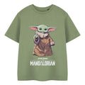 Khaki Green - Front - Star Wars The Mandalorian Boys Grogu T-Shirt