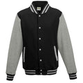 Jet Black-Heather Grey - Front - Awdis Unisex Varsity Jacket