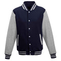 Oxford Navy-Heather Grey - Front - Awdis Unisex Varsity Jacket