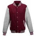 Burgundy-Heather Grey - Front - Awdis Unisex Varsity Jacket