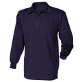 Navy - Front - Front Row Long Sleeve Classic Rugby Polo Shirt