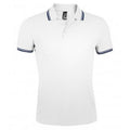 White-Navy - Front - SOLS Mens Pasadena Tipped Short Sleeve Pique Polo Shirt