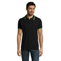 Black-Lime - Back - SOLS Mens Pasadena Tipped Short Sleeve Pique Polo Shirt