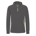 Dark Grey - Front - Proact Mens Hooded Zip Neck Sweatshirt