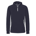 Navy - Front - Proact Mens Hooded Zip Neck Sweatshirt