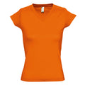 Orange - Front - SOLs Womens-Ladies Moon V Neck Short Sleeve T-Shirt