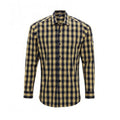 Camel-Navy - Front - Premier Mens Mulligan Check Long Sleeve Shirt