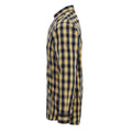 Camel-Navy - Side - Premier Mens Mulligan Check Long Sleeve Shirt