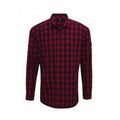 Red-Navy - Front - Premier Mens Mulligan Check Long Sleeve Shirt