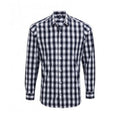 White-Navy - Front - Premier Mens Mulligan Check Long Sleeve Shirt