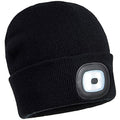 Black - Side - Portwest Mens LED Head Light Beanie