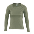 Khaki - Front - SOLS Womens-Ladies Majestic Long Sleeve T-Shirt