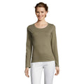 Khaki - Back - SOLS Womens-Ladies Majestic Long Sleeve T-Shirt