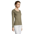 Khaki - Side - SOLS Womens-Ladies Majestic Long Sleeve T-Shirt