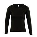 Deep Black - Front - SOLS Womens-Ladies Majestic Long Sleeve T-Shirt