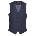 Navy Herringbone - Front - Brook Taverner Mens Memphis Waistcoat