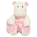 White-Pink - Front - Mumbles Hippo With Printed Fleece Blanket