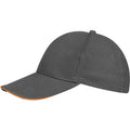 Grey-Orange - Side - SOLS Unisex Buffalo 6 Panel Baseball Cap