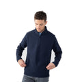 Navy - Front - Henbury Mens Zip Neck Micro Fleece Top