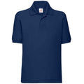 Navy - Front - Fruit Of The Loom Childrens-Kids Poly-Cotton Pique Polo Shirt