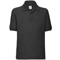 Black - Front - Fruit Of The Loom Childrens-Kids Poly-Cotton Pique Polo Shirt